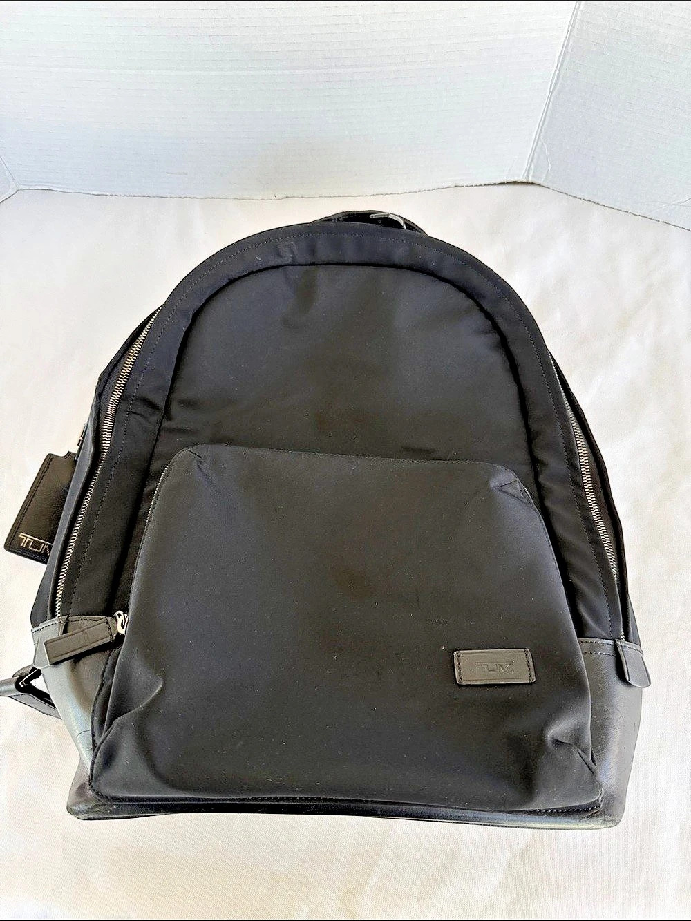 TUMI Harrison Tech Black Backpack Nylon Leather Trim Sleek Commuter Bag 66023D
